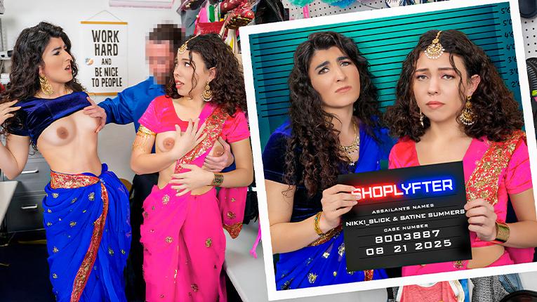 Satine Summers and Nikki Slick's Shoplifting Adventure with Officer Jack Vegas - NSFW Blowjob, Facial, Rimming