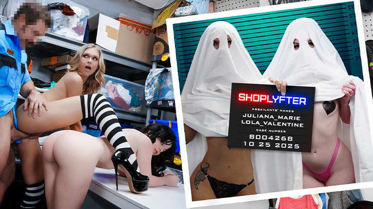 Juliana Marie and Lola Valentine's Sloppy Blowjobs in Costumes