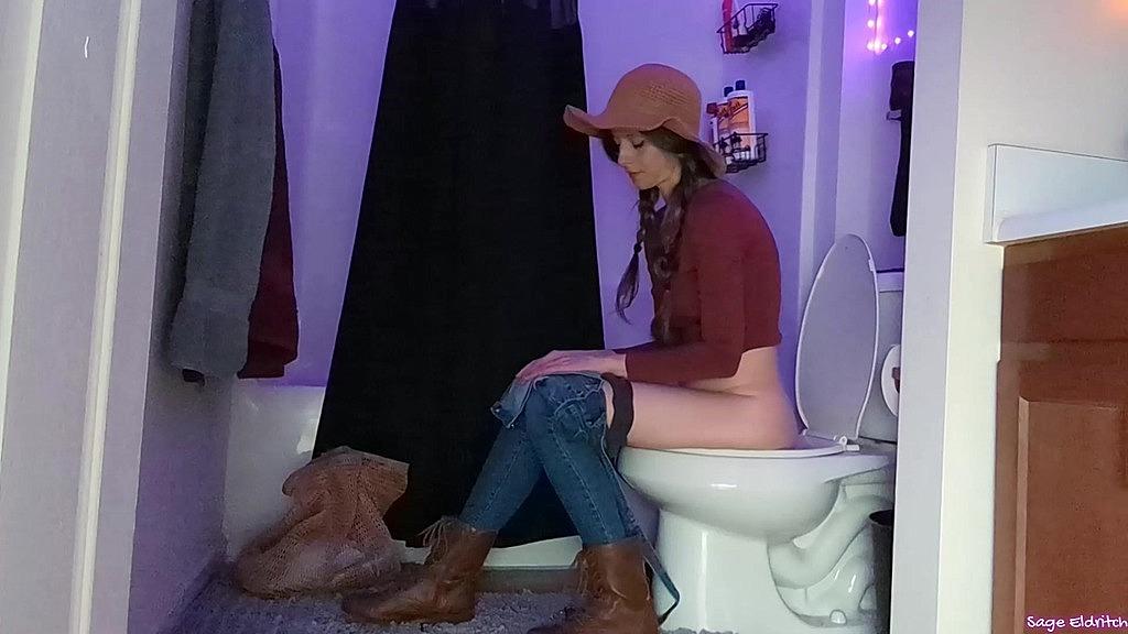 Sage Eldritch's Bathroom Relief in Overalls - HD Solo Pissing Video