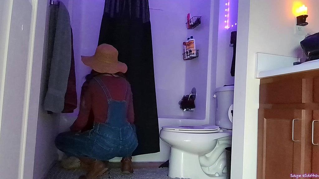 Sage Eldritch's Bathroom Relief in Overalls - HD Solo Pissing Video