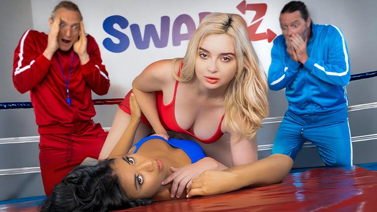 Lexi Lore and Ameena Green: Winning Wrestlers' Intense Training - Ameena and Lexi's Stepdads' Support (18+, NSFW, Blonde, Black, Shaved Pussy, Teen, Blowjob, Massage, Reverse Cowgirl, Cum in Mouth, 4k, Step Family)
