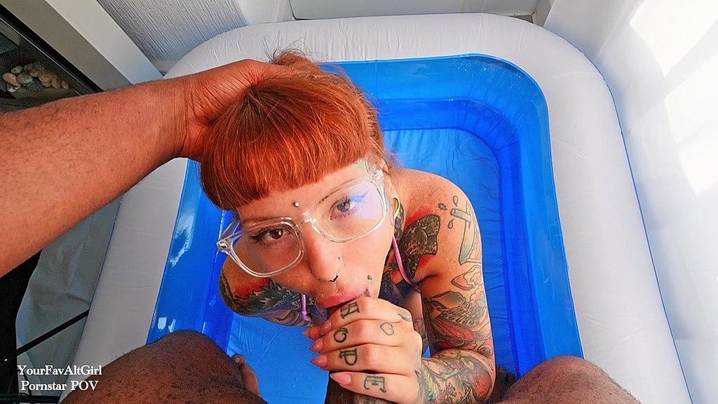 Goth Girl's Pissy Blowjob - HD Big Boobs & Tattoos