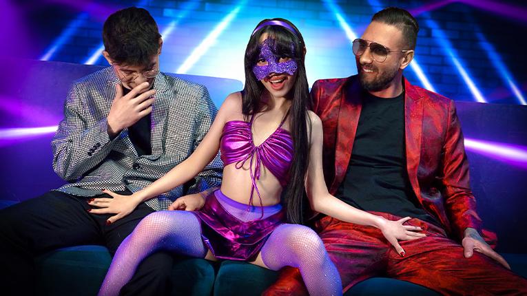 Ronnie Violet's Slutty Stripper Blowbang - Brunette Teen Spanking & Threesome in High Heels (UHD)